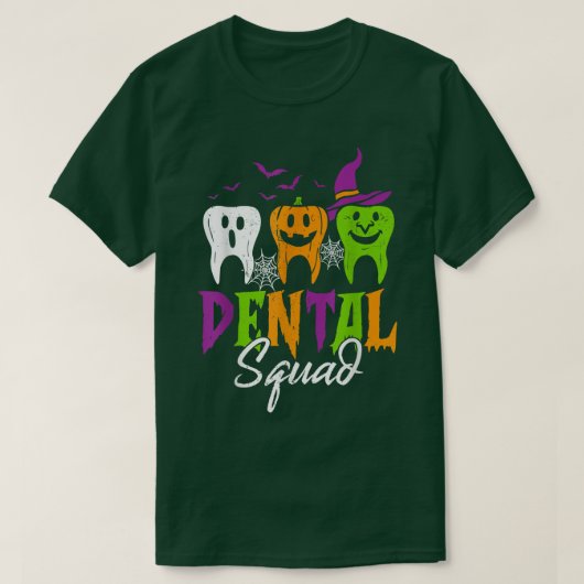 Dental Squad Funny Three Tooth Teeth Hexe Hallowe T-Shirt (Design vorne)
