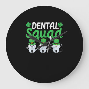 Dental Squad Leprechaun Teeth St Patricks Day Toot Große Wanduhr