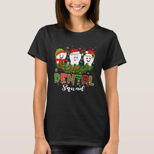 Dental Squad  Teeth Santa Reindeer Christmas Pajam T-Shirt (Vorderseite)