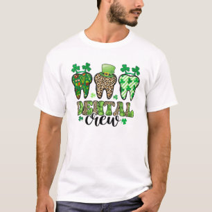 Dental Squad Three Teeth Leopard Kleeblatt St Patr T-Shirt