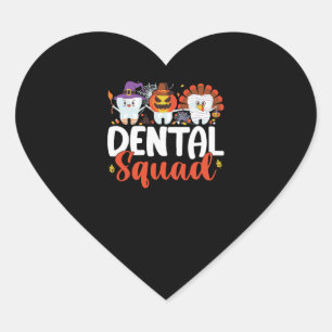 Dental Squad Tooth Dentist Erntedank Halloween Herz-Aufkleber