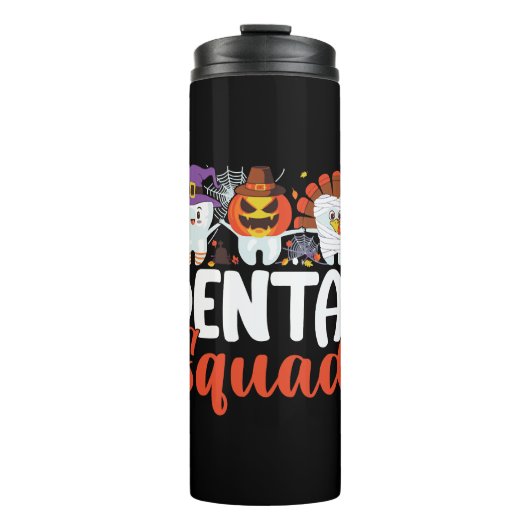Dental Squad Tooth Dentist Erntedank Halloween Thermosbecher (Vorderseite)