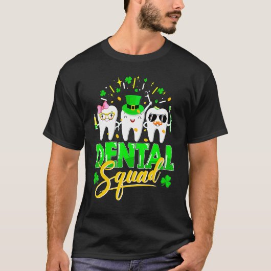 Dental Squad Tooth Leprechaun Hat Funny St Patrick T-Shirt (Vorderseite)