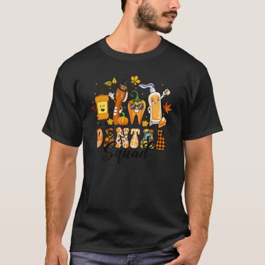 Dental Squad Tooth Pumpkin Toothbrush Pilgrim Than T-Shirt (Vorderseite)