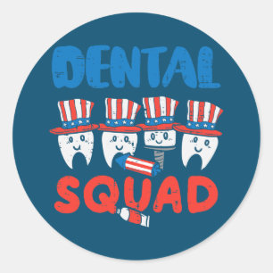 Dental Squad US Flag Zehntel Niedlich 4. Juli Runder Aufkleber