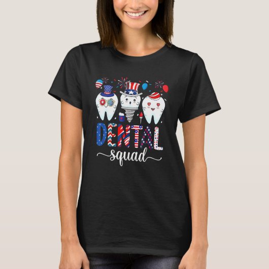 Dental Squad Usa Patriotic 4. Juli Fireworks D T-Shirt (Vorderseite)