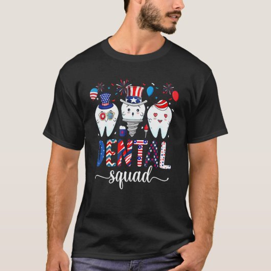 Dental Squad Usa Patriotic 4. Juli Fireworks D T-Shirt (Vorderseite)