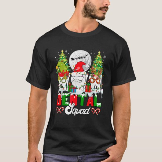 Dental Squad Xmas Three Santa Elf Reindeer Teeth D T-Shirt (Vorderseite)