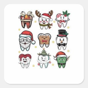 Dental Squad Zahnarzt Weihnachten Urlaub Xmas Quadratischer Aufkleber
