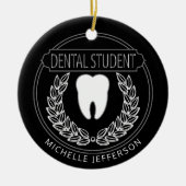 Dental 🦷 Student - Black, White and Silver Keramik Ornament (Vorne)