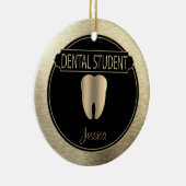Dental 🦷 Student - Schwarz und Gold Keramik Ornament (Rechts)