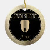 Dental 🦷 Student - Schwarz und Gold Keramik Ornament (Vorne)