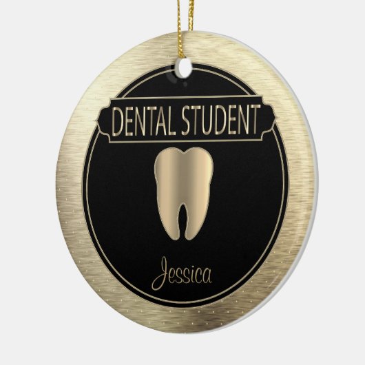 Dental 🦷 Student - Schwarz und Gold Keramik Ornament (Links)