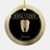 Dental 🦷 Student - Schwarz und Gold Keramik Ornament (Hinten)