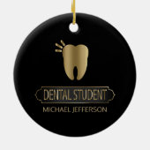 Dental 🦷 Student - Schwarz und Gold Keramik Ornament (Hinten)