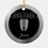 Dental 🦷 Student - UpScale Black and Silver Keramik Ornament (Vorne)