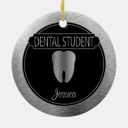 Dental 🦷 Student - UpScale Black and Silver Keramik Ornament (Hinten)