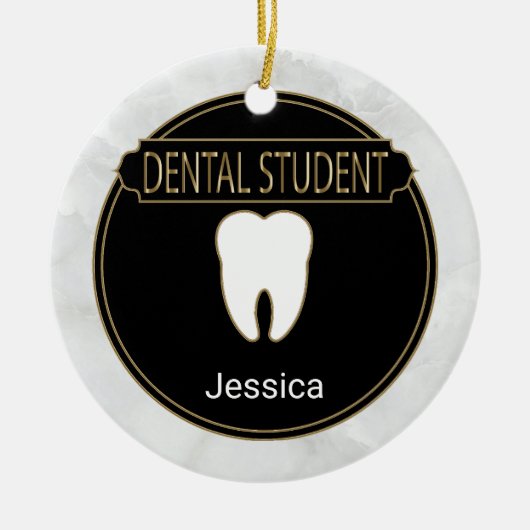 Dental 🦷 Student - Weißer Marmor Keramik Ornament (Vorne)