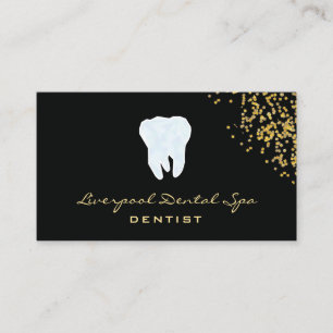 Dental Studio Logo Dentist Black Glitzer Gold Visitenkarte