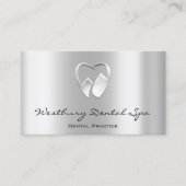 Dental Studio Smile Logo Silver Gray Metallic Visitenkarte (Vorderseite)