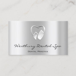 Dental Studio Smile Logo Silver Gray Metallic Visitenkarte