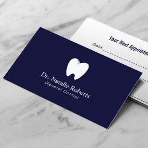 Dental Tooth Logo Schlicht Navy Dentifts Ernennung Terminkarte
