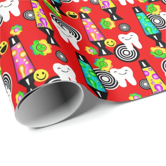 Dental Tooth/Retro 60" RDH Fun Geschenkpapier (Rolleneckpunkt)