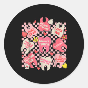 Dental Valentinstag Niedlich Zähne umarmt Herz Den Runder Aufkleber