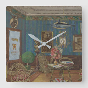 Dental Waiting Room Watercolor Gouache Vintage Quadratische Wanduhr