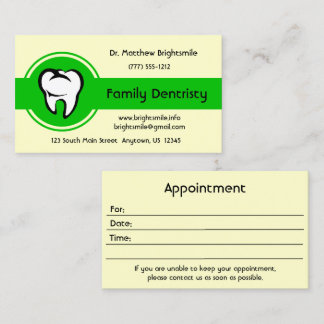 Dental White Tooth Bold Green Center Strip Terminkarte