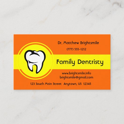 Dental White Tooth Bold Yellow Center Streifen Terminkarte (Vorderseite)