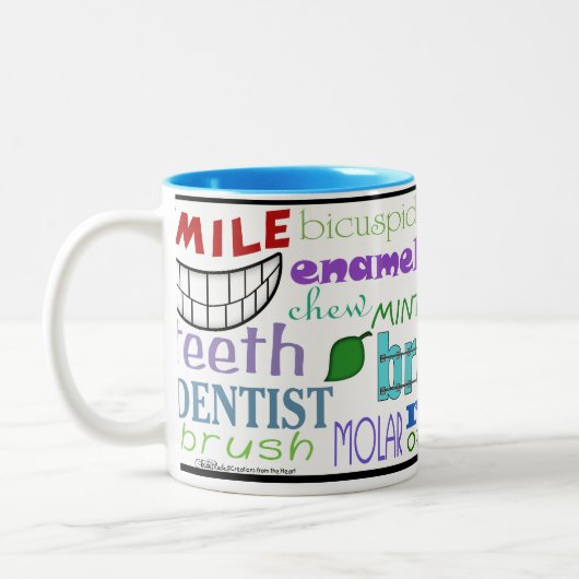 Dentale Begriffe Subway Art Zweifarbige Tasse (Links)