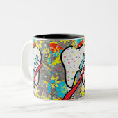 Dentalkunst Zweifarbige Tasse (Vorderseite Links)