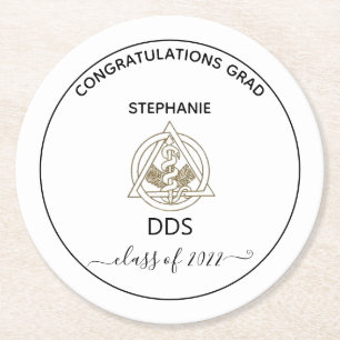 Dentalschule Caduceus Graduation Party Runder Pappuntersetzer