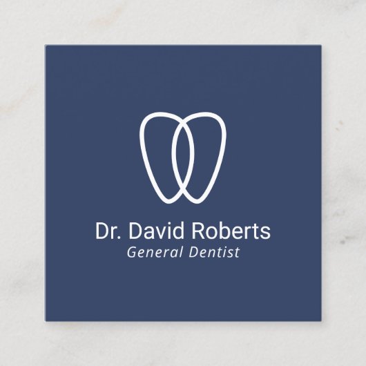 Dentin Tooth Logo Minimalistisch Navy Dental Care Quadratische Visitenkarte (Vorderseite)