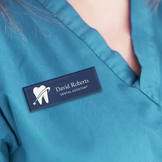 Dentis Bright Tooth Logo Navy Blue Dental Namenschild