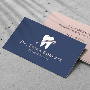 Dentis Bright Tooth Logo Navy Blue Pink Dental Visitenkarte