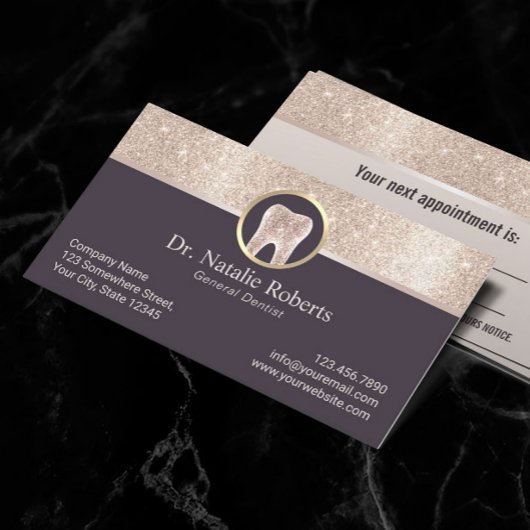 Dentis Modern Gold Border Tooth Logo Dental Terminkarte