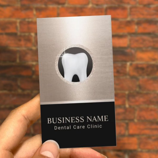 Dentis Modern Tooth Logo Gold Dental Office Foto Visitenkarte