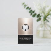 Dentis Modern Tooth Logo Gold Dental Office Foto Visitenkarte (Stehend Vorderseite)