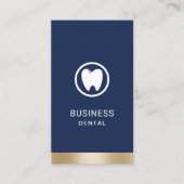Dentis Modern Tooth Logo Navy Gold Dental Office Terminkarte (Vorderseite)