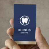 Dentis Modern Tooth Logo Navy Gold Dental Office Terminkarte