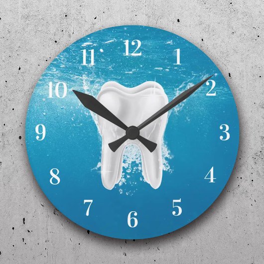Dentist 3D-Zahnarzt Zahnarztbüro Wasser Blau Runde Wanduhr