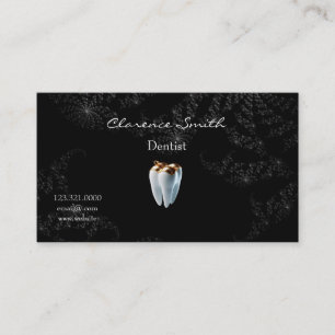 Dentist Black Starry Night Gold Tooth Visitenkarte