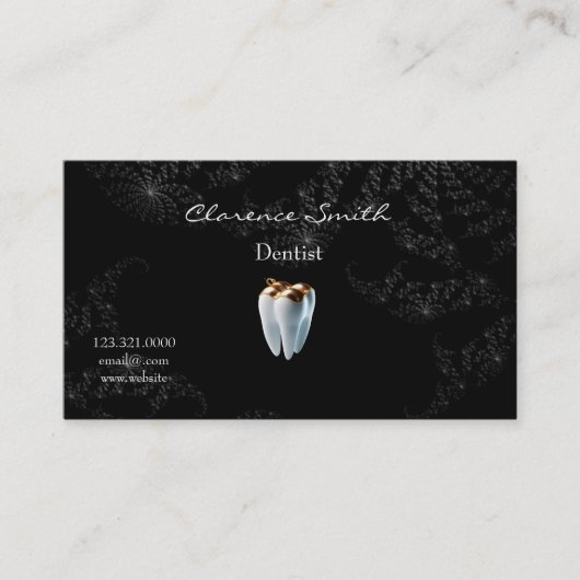 Dentist Black Starry Night Gold Tooth Visitenkarte (Vorderseite)