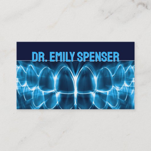 Dentist Blue Glows Teeth Business Card Visitenkarte (Vorderseite)