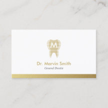 Dentist Business Cards Moderne Gold Tooth Dental