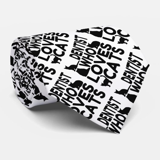 Dentist Cat Lover Krawatte (Gerollt)