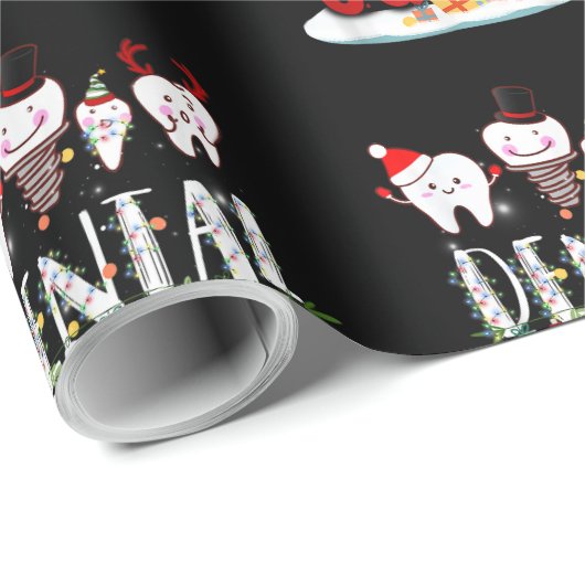 Dentist Christmas Dental Squad Funny Lights For Bo Geschenkpapier (Rolleneckpunkt)