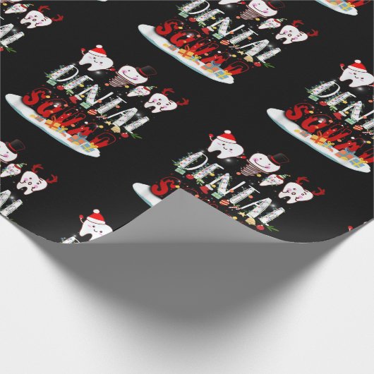 Dentist Christmas Dental Squad Funny Lights For Bo Geschenkpapier (Ecke)